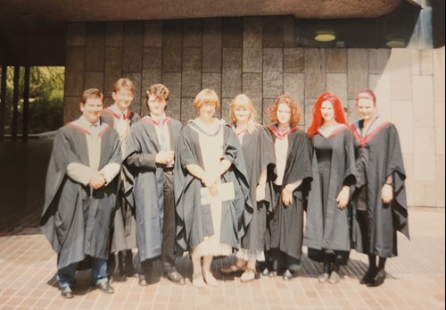 (Second from left, Mark Leadbeater; to his right, Paul Fleet. Far right, Vick Bain)